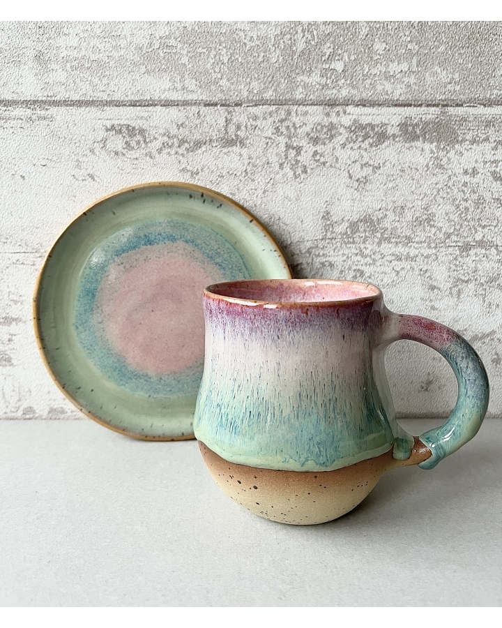 Komplet ceramiczny SUMMER (kubek 260 ml + talerzyk 13,5 cm)