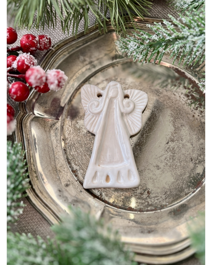 Ceramiczna zawieszka choinkowa ANIOŁEK BIAŁY