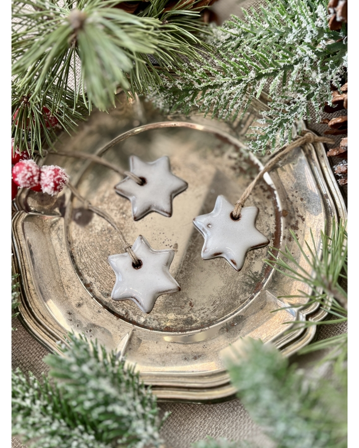 Ceramiczna zawieszka choinkowa GWIAZDKA LUKROWANA mała