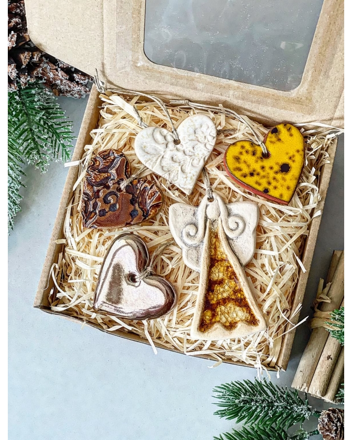 Box świąteczny MIX mały (5 ceramicznych ozdób choinkowych)